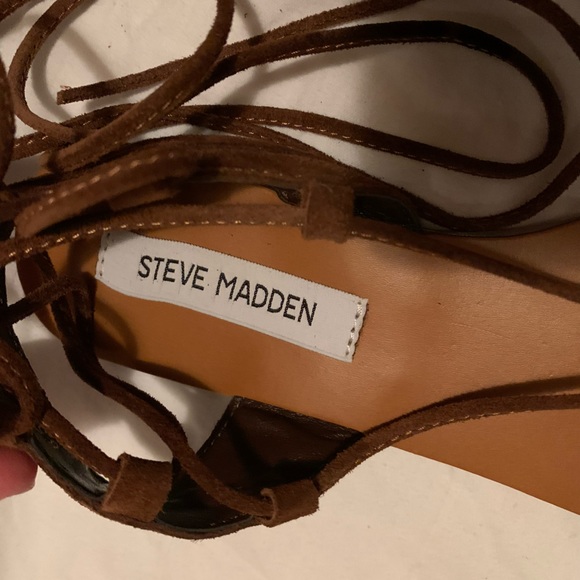 Steve Madden Brown Faux Leather Lace Up Sandals Size 8.5 - Picture 4 of 7